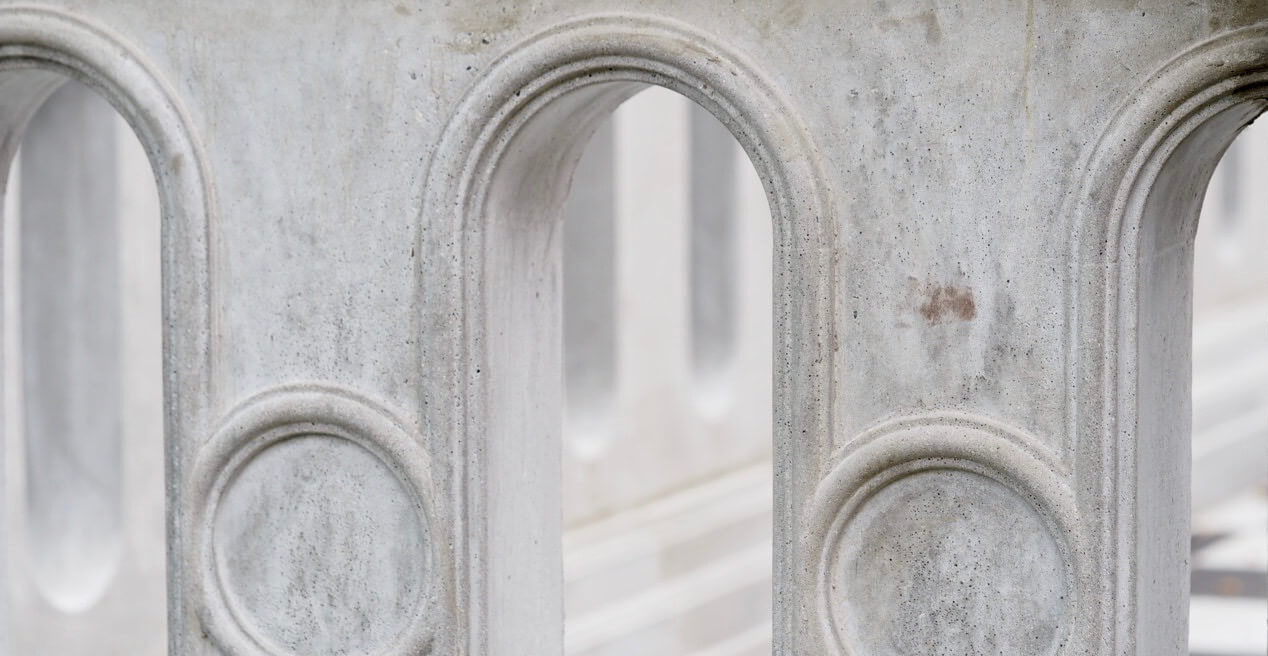 Balustrade i beton detalje af stukkatør Jacobsen-Friis